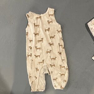Rylee + Cru Cream Romper with Animal Pattern